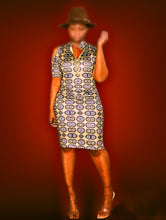 Load image into Gallery viewer, TAHI ZIP HIGH NECK ANKARA DRESS
