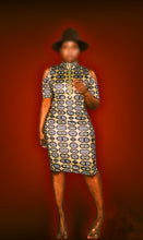 Load image into Gallery viewer, TAHI ZIP HIGH NECK ANKARA DRESS
